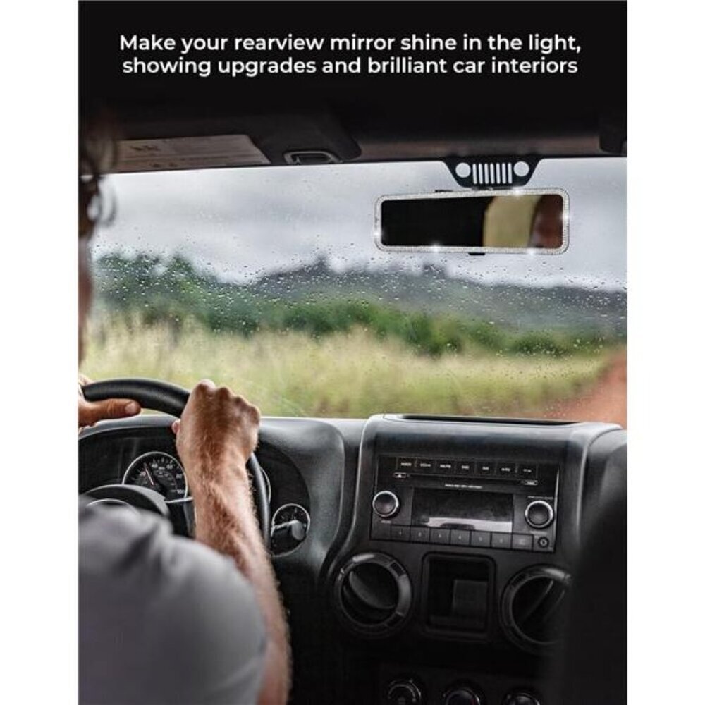 Bling Car Rear View Mirror Universal 11.81 Inch Panoramic Rearview Mirror - Picture 4 of 7